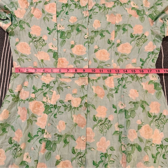 Hill House The Laura Dress Blue Roses Floral 100% Linen Button Down Large - Picture 9 of 10